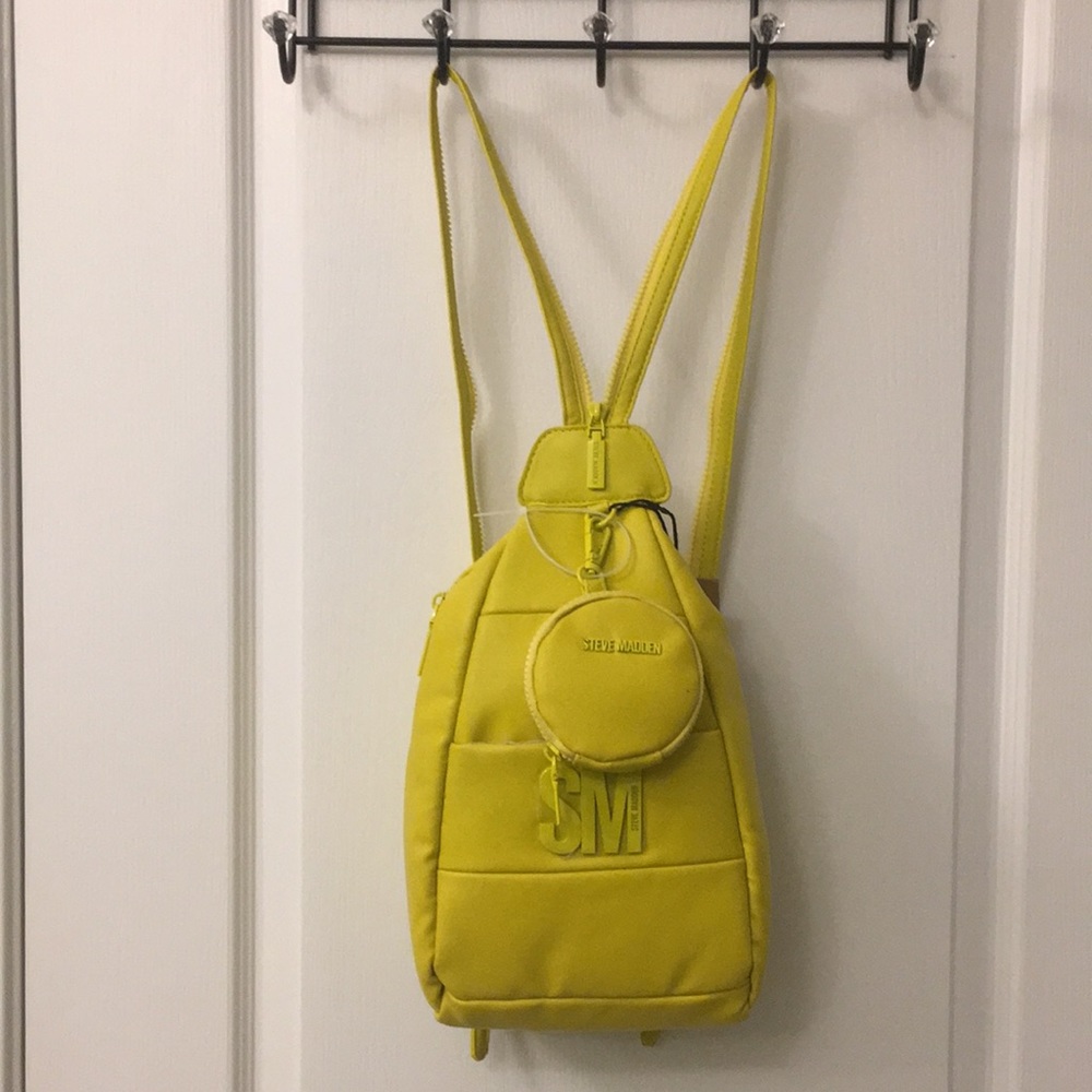 Steve Madden Yellow Puffy Leather Sling Backpack
